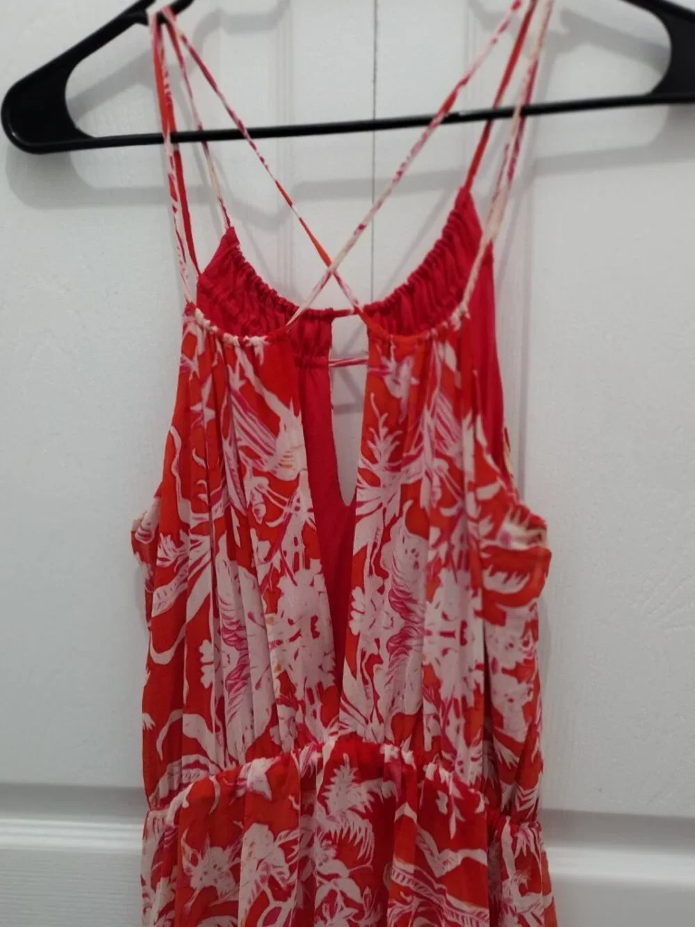 Rory Beca Maia Silk Mini Dress Orange Pink Print Strappy Boho Resort Size M - Picture 5 of 7